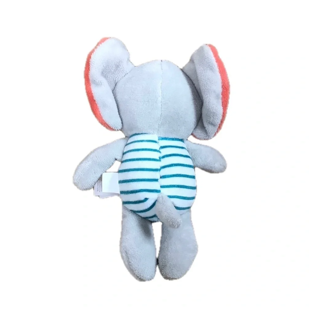 Carters Striped Elephant Plush Small Lovey Rattle Stuffed Animal Baby Toy Cute